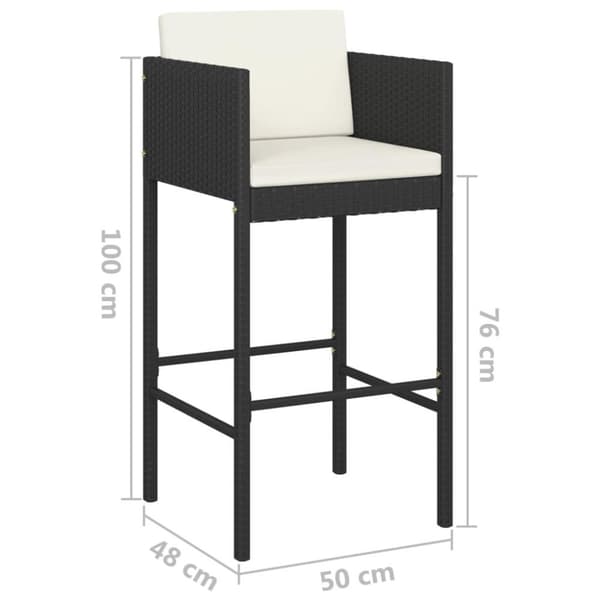 vidaXL Barstolar med dynor 2 st svart konstrotting