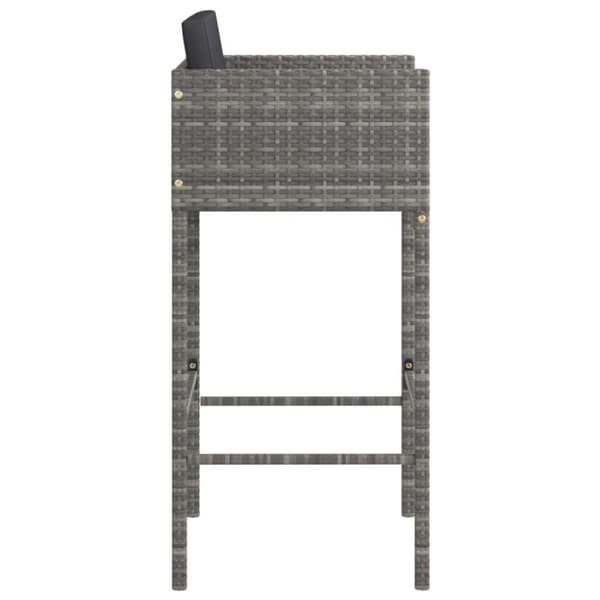 vidaXL barstole 4 stk. med hynder polyrattan grå