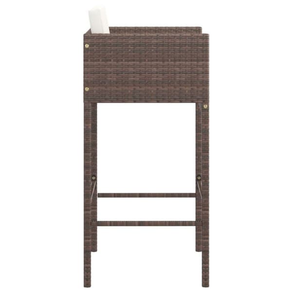 vidaXL barstole 4 stk. med hynder polyrattan brun