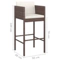 Miniatyrbillede 7 af 9: vidaXL barstole 4 stk. med hynder polyrattan brun