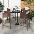 Miniatyrbillede 9 af 9: vidaXL barstole 4 stk. med hynder polyrattan brun