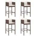 Miniatyrbillede 1 af 9: vidaXL barstole 4 stk. med hynder polyrattan brun