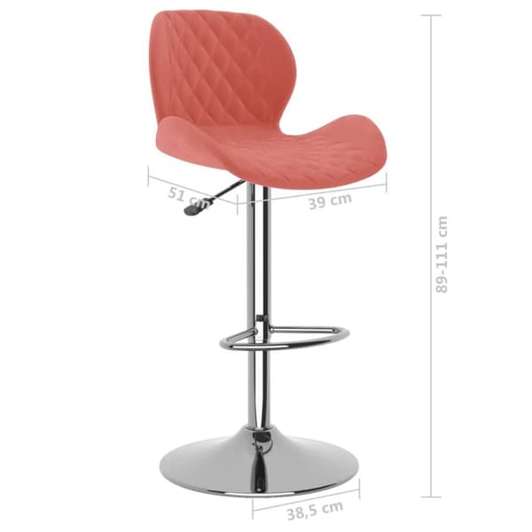 vidaXL Barstolar 2 st rosa sammet