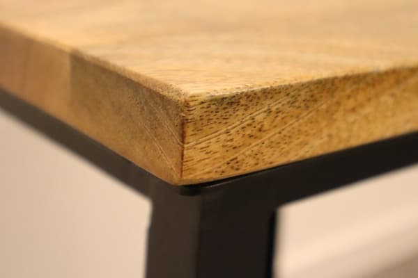 Stylish stool in wood and wrought iron