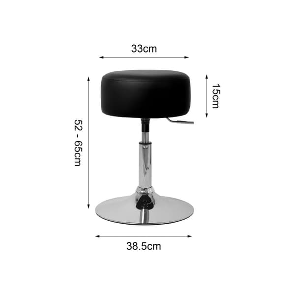 ML-Design Make-up jakkara Musta valmistettu kromatuista teräksestä, istuin jakkara pyöreä Ø33cm, pukeutumispöytä jakkara Säädettävä 52-65 cm, pyörivä