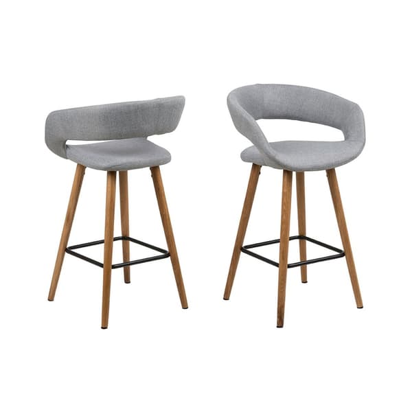 2 x Gramma barstol høyde 87 cm i lys grå med stell i eik.