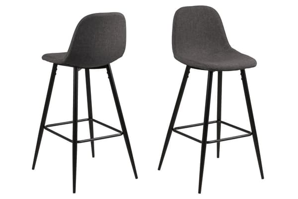 2 x Willy barstol grå, metall svart.
