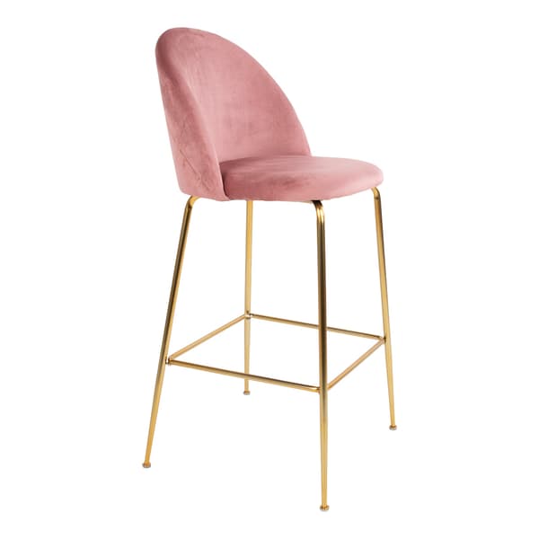 2 x Laust barstol rosa velur, ben i messing look.