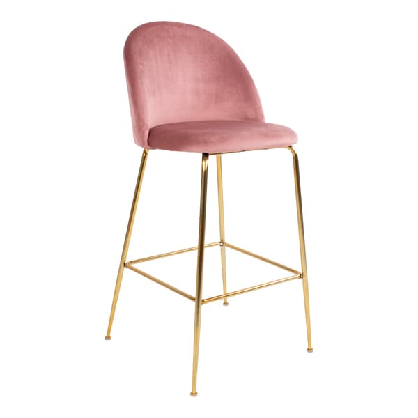 2 x Laust barstol rosa velur, ben i messing look.