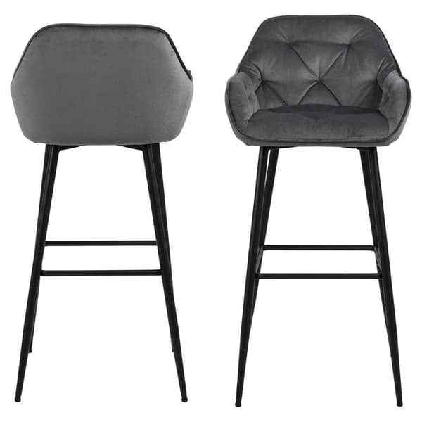 2 x Brooke barstol velour mørkegrå.