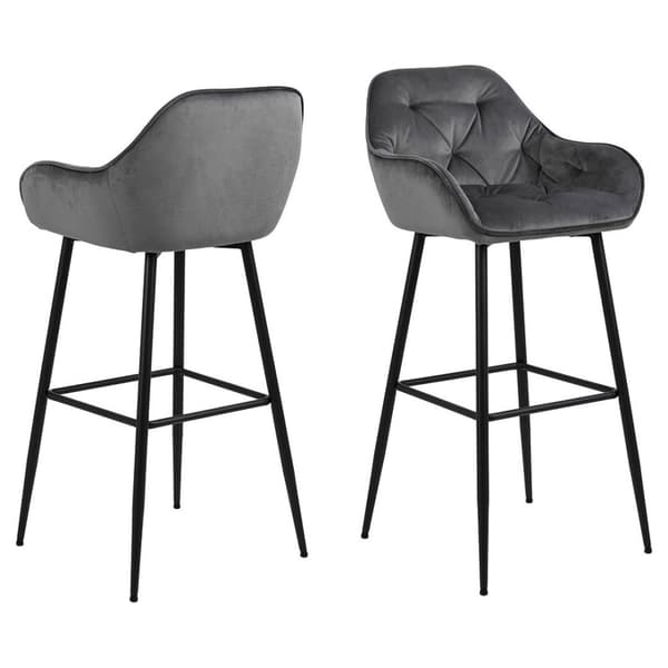 2 x Brooke barstol velour mørkegrå.