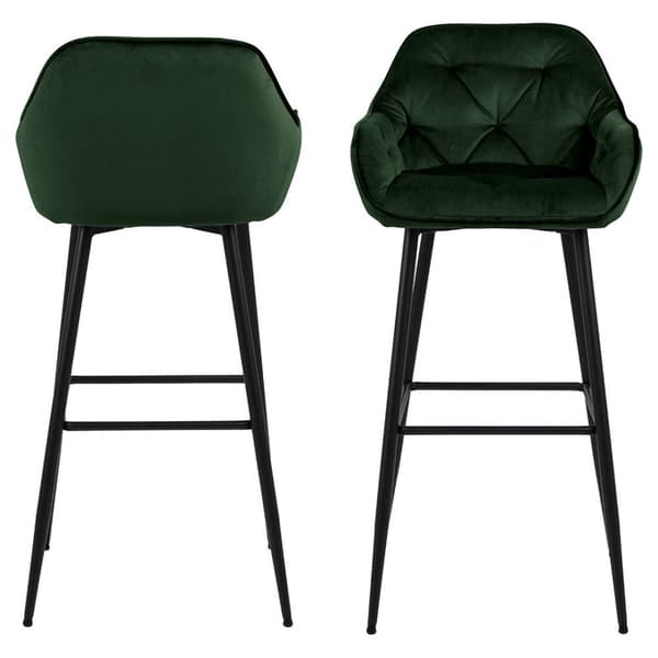 2 x Brooke barstol velour grønn.