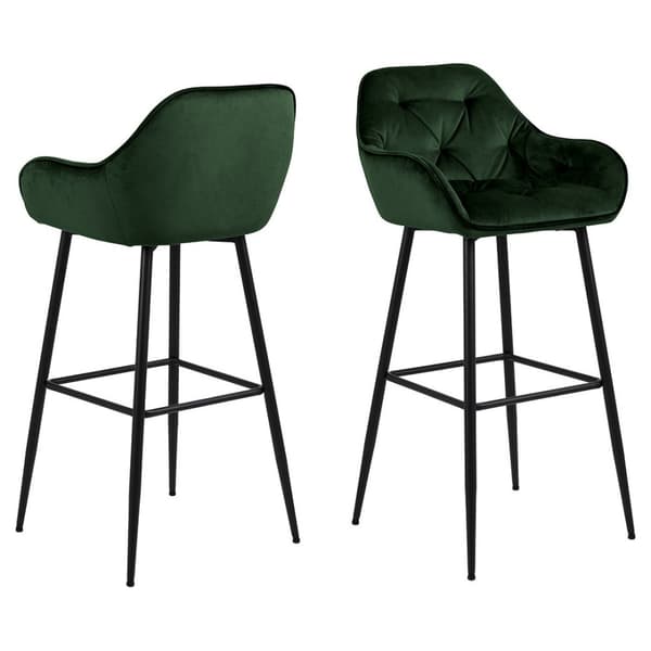 2 x Brooke barstol velour grønn.