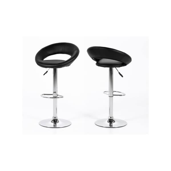 2 x Plus barstol svart PU-läder, underrede i kromad metall med gaspatron.