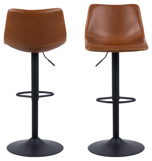 Oregon barstol med trompetfod, beige kontrastsyninger, brun, sort.