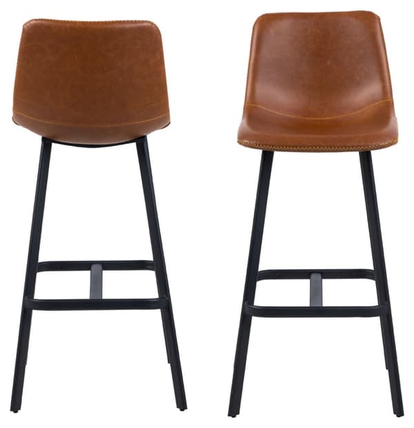 2 x Oregon barstol med beige kontrastsyninger, brun, sort.