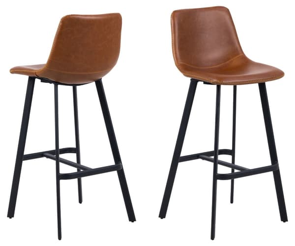 2 x  Oregon barstol med beige kontrastsyninger, brun, sort.