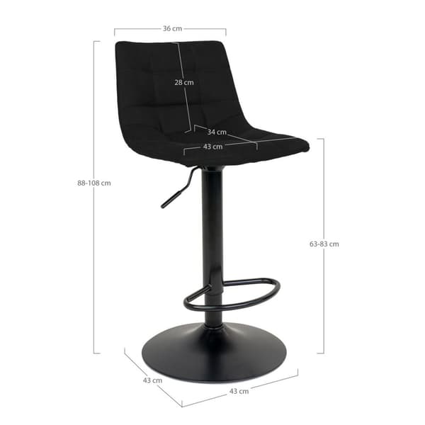 2 x Middelfart barstol velour sort, sort.