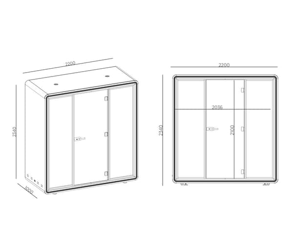 Mødebokse POD Duo 2200x1000 H2340, Telefonboks (C-klasse)