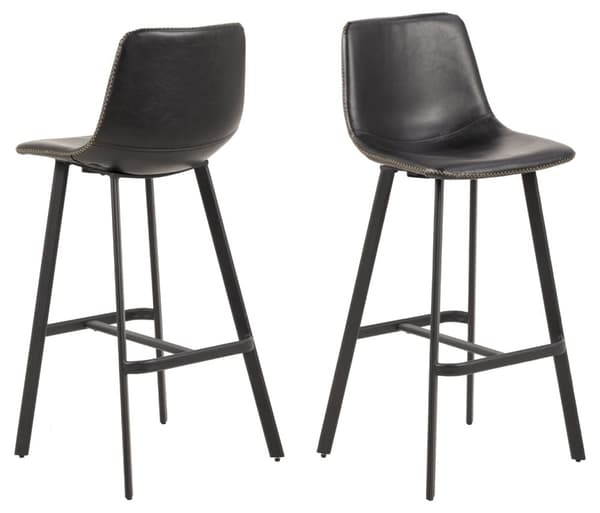 2 x  Oregon barstol med creme kontrastsyninger, sort.