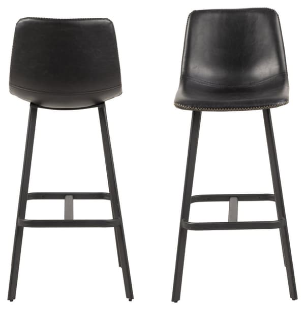 2 x Oregon barstol med krem kontrastsyninger, svart.