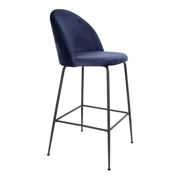 2 x Laust barstol blå velour, svarta ben.