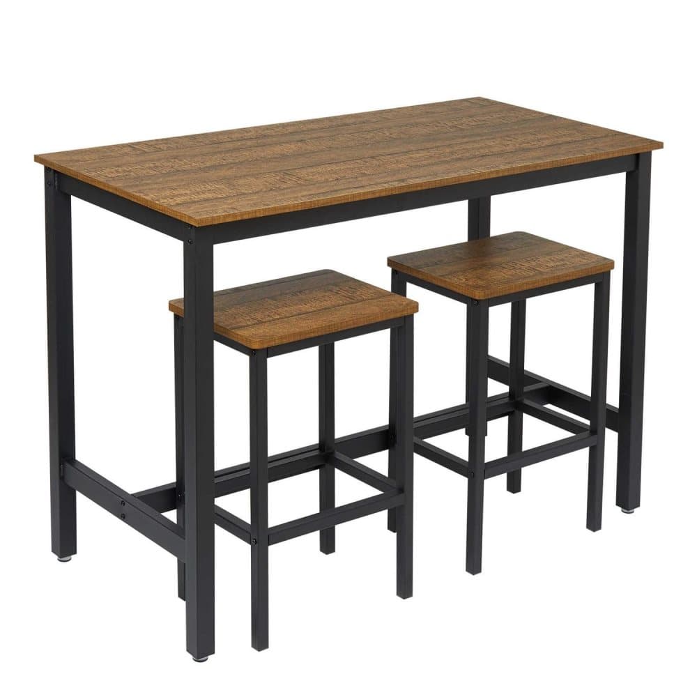 Barbord set barbord med 2 barstolar bänkskiva med stål