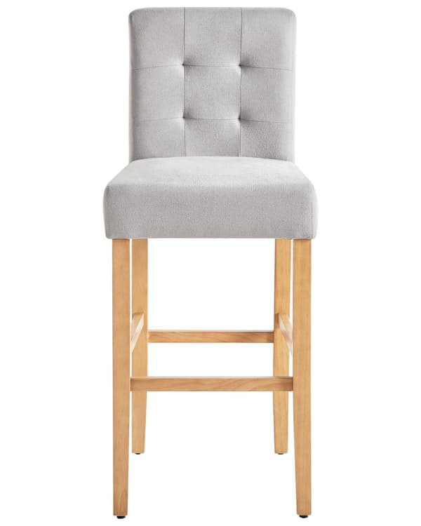 Sett med 2 Barkrakker Grå Polstret Tufted Stoff Fotstøtte Moderne Design
