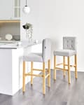 Miniatyrbilde 2 av 10: Sett med 2 Barkrakker Grå Polstret Tufted Stoff Fotstøtte Moderne Design