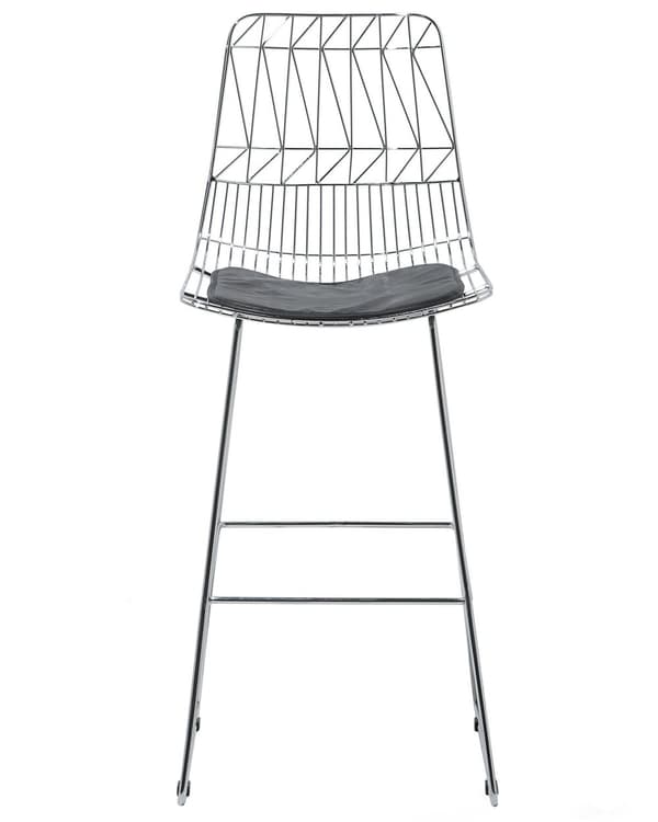 Sett med 2 barstoler Sølvfarget stålramme Sete i kunstskinn Benkehøyde Lamellrygg Moderne design