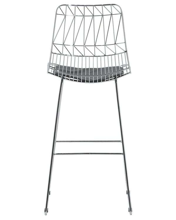 Sett med 2 barstoler Sølvfarget stålramme Sete i kunstskinn Benkehøyde Lamellrygg Moderne design