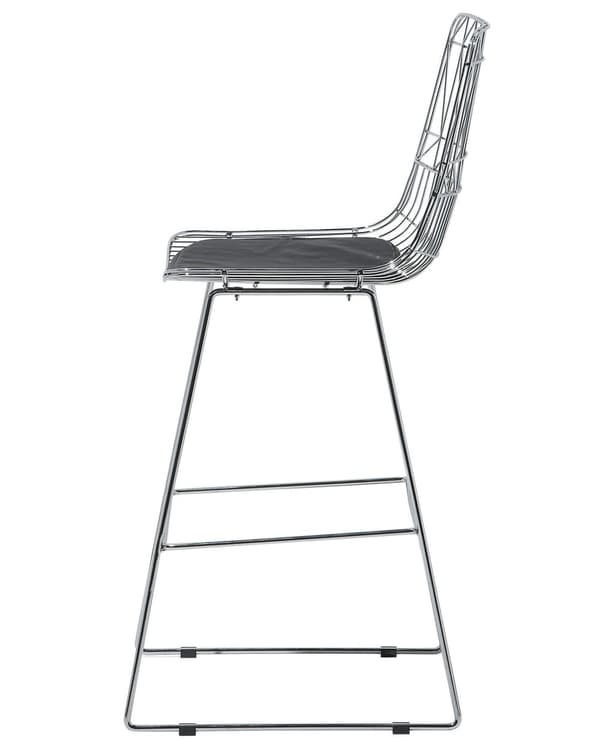Sett med 2 barstoler Sølvfarget stålramme Sete i kunstskinn Benkehøyde Lamellrygg Moderne design