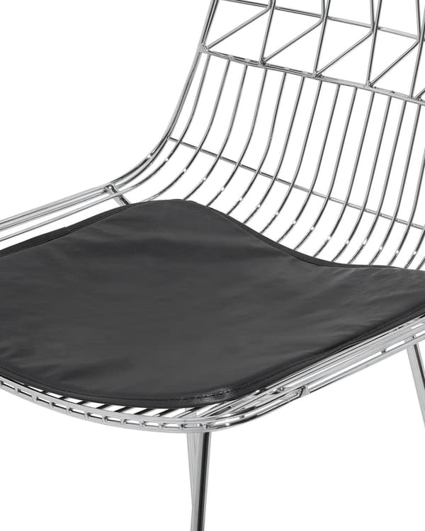 Sett med 2 barstoler Sølvfarget stålramme Sete i kunstskinn Benkehøyde Lamellrygg Moderne design