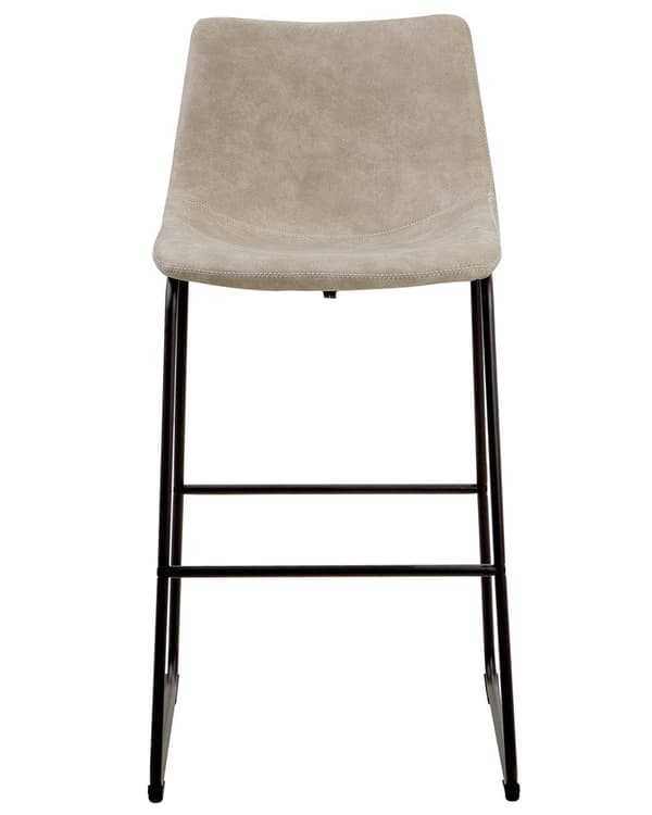 Sett med 2 Barkrakker Beige Stoff Møbeltrekk Svart Metall Ben Fotskammel Industriell
