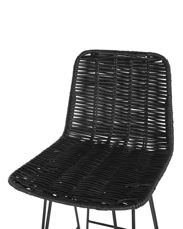 Sett med 2 Barstoler Svart Rotting Flettet Metallramme Rustikk Innendørs Boho Design