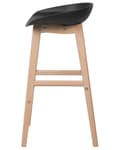 Miniatyrbilde 6 av 10: Sett med 2 barkrakker i lyst tre og svart plast med 85 cm sete Benkestol