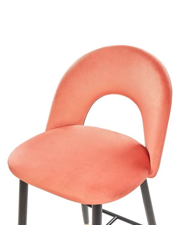 Sett med 2 Barstoler Rød Fløyel Svart Stål Retro Design Gyldne Ben Spisestue