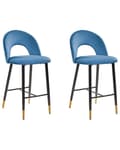 Miniatyrbilde 1 av 9: Sett med 2 Barstoler Rød Fløyel Svart Stål Retro Design Gul Spisestue