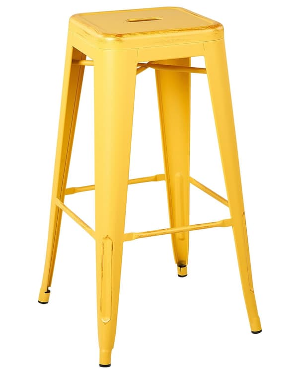 Sett med 2 Barkrakker Gul Gull Metall 76 cm Stablebar Benkehøyde Industriell