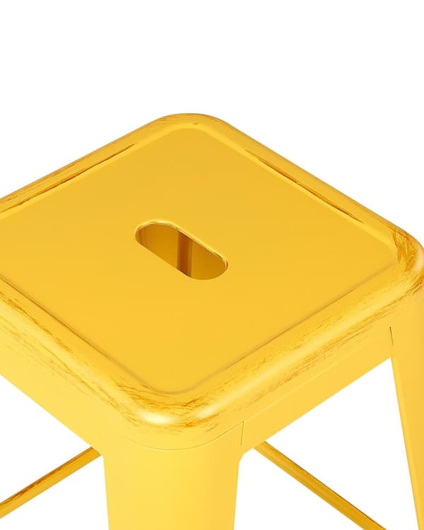 Sett med 2 Barkrakker Gul Gull Metall 76 cm Stablebar Benkehøyde Industriell