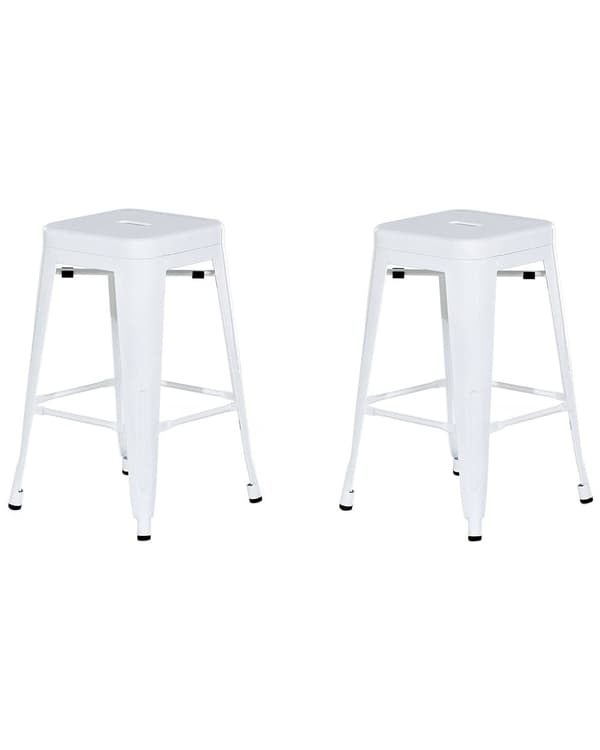 Sett med 2 Barkrakker Hvit Metall 60 cm Stablebar Benkehøyde Industriell
