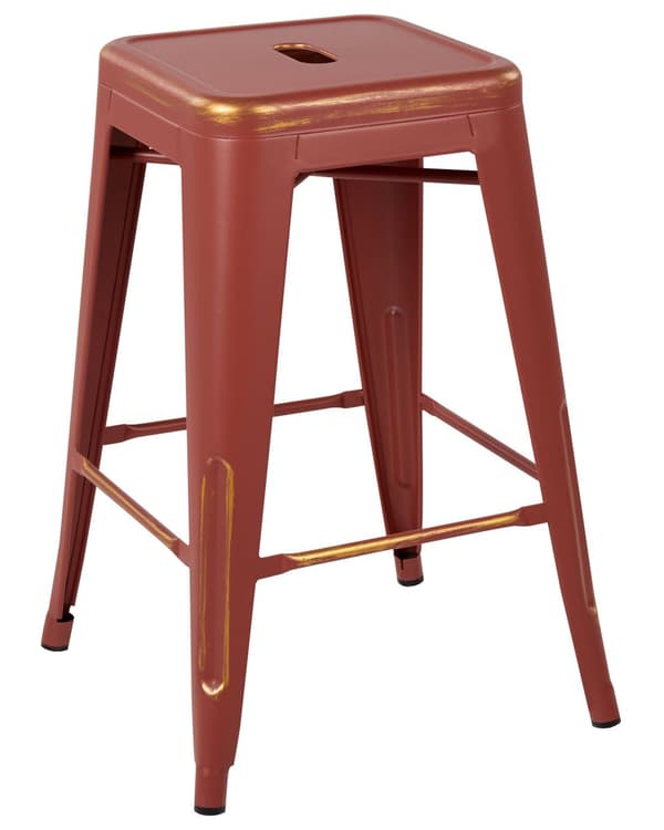 Sett med 2 Barkrakker Rød Gull Metall 60 cm Stablebar Benkehøyde Industriell