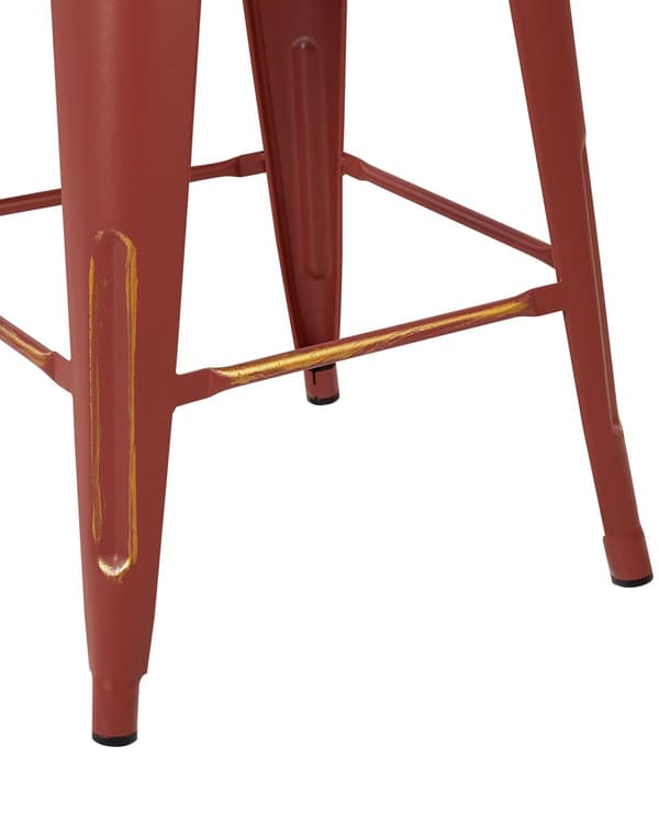 Sett med 2 Barkrakker Rød Gull Metall 60 cm Stablebar Benkehøyde Industriell