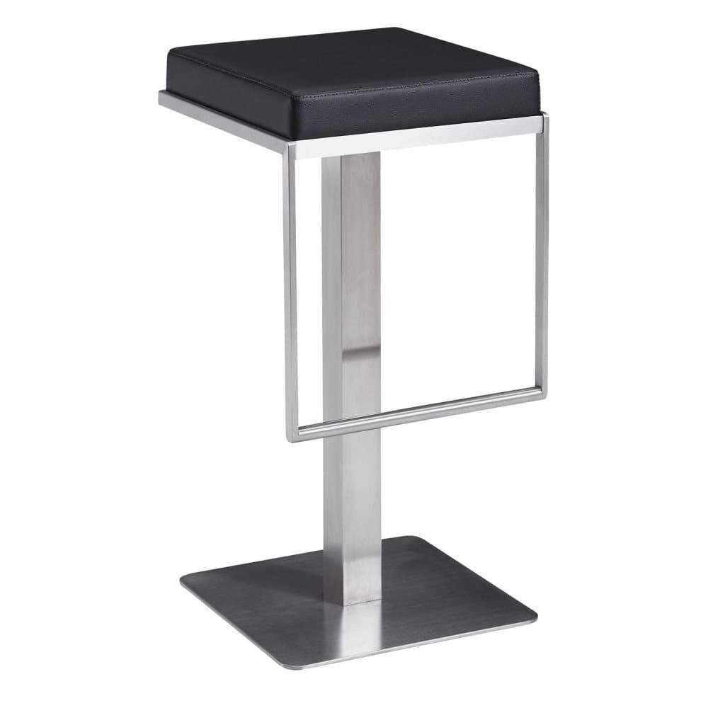 Rootz Barpall - Pall - Solid Barpall - Svart - Silver - Rostfritt stål - Fuskläder - 36x76x39cm