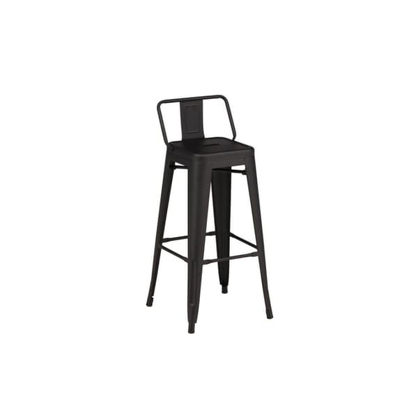 4 x Tempe Flat barstol med ryglæn, metall svart.