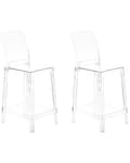 Miniatyrbillede 1 af 8: Sæt med 2 barstole Transparent Plast 99 cm Bordstol