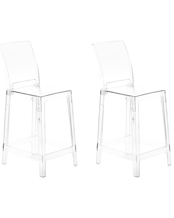 Sett med 2 barstoler Transparent Plastikk 99 cm Moderne Glamour Stoler Kjøkken Barkrakker