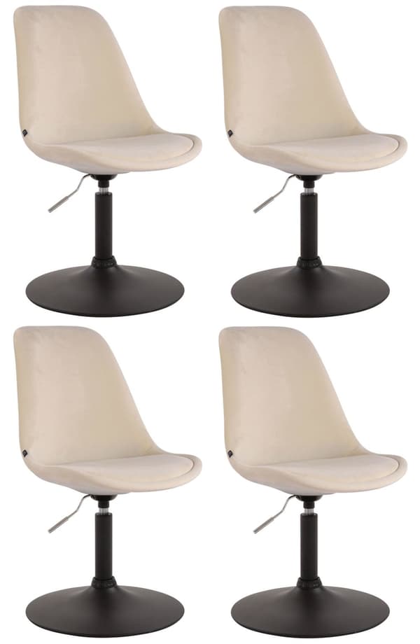 CLP Sæt med 4 spisebordsstole Maverick Velvet creme-schwarz