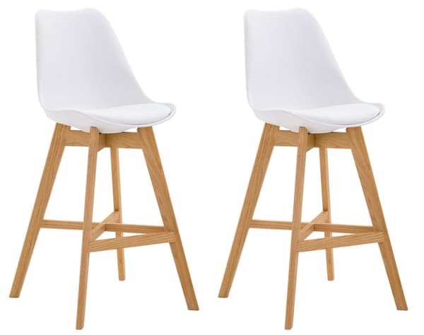 CLP Set of 2 baarijakkarat Cannes Muovi valkoinen-natura