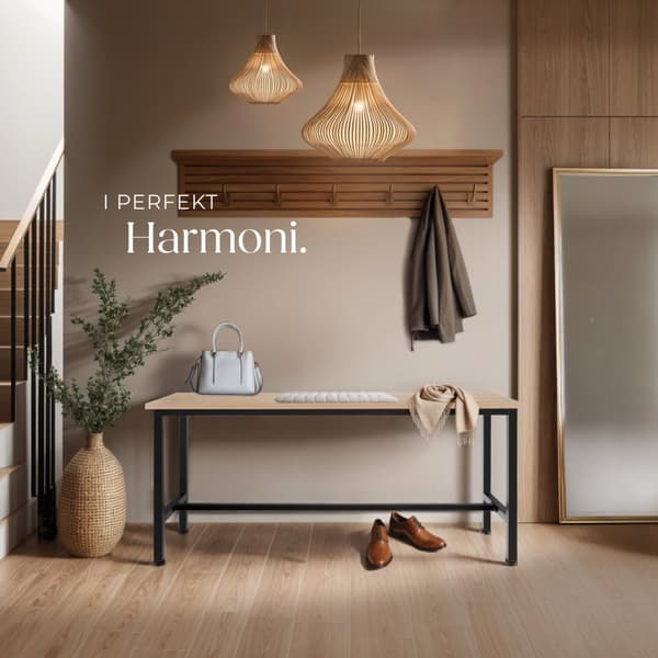 2 bänkar Fairfield - Industriellt lätt trä, ek Sonoma
